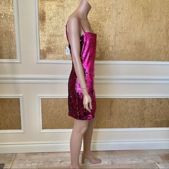 NEW Endless Rose fuchsia Barbiecore sequins slip mini dress L - Picture 5 of 8